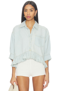 [春季新品]Free People BAILEY 衬衫 淡蓝色revolve小众新款