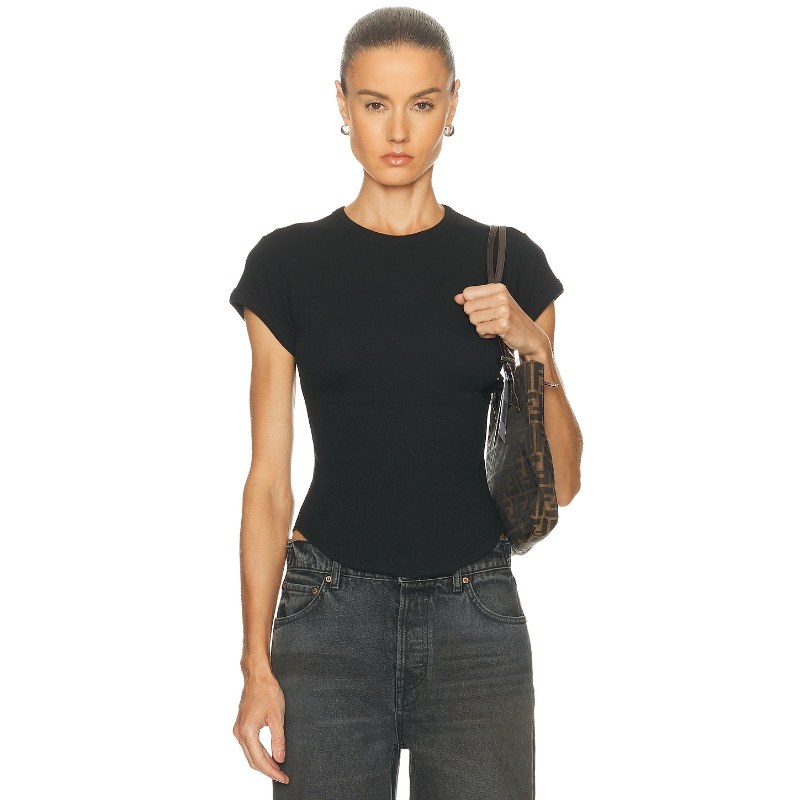 GRLFRND SCOOP HEM BABY TEE 正肩T恤修身百搭短袖上衣REVOLVE