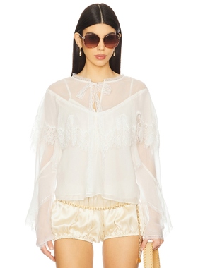 LoveShackFancy AFTON 衬衫 象牙白 y2k辣妹风REVOLVE小众新款