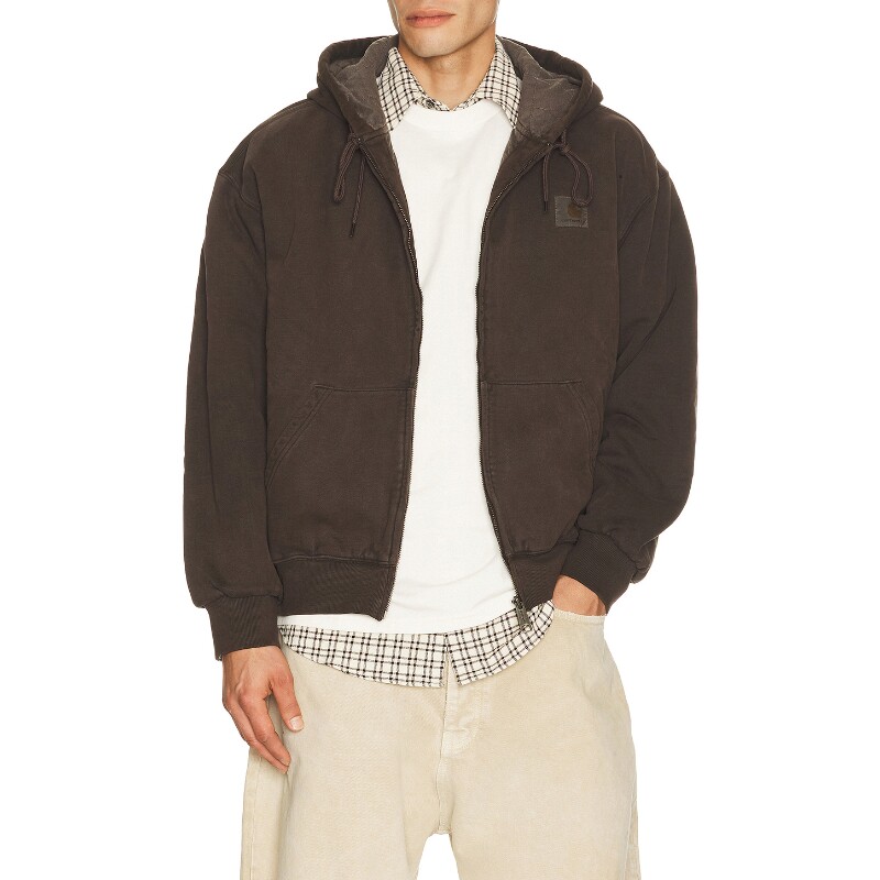Carhartt WIP深棕色外套连帽抽绳宽松简约百搭风夹克REVOLVE