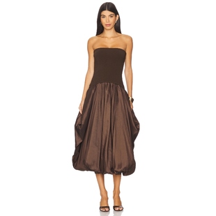 巧克力色REVOLVE小众新款 SIMKHAI 连衣裙女 中长款 IZZY