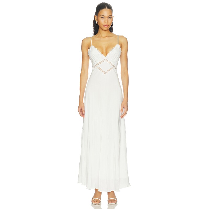 Tularosa 法式复古蕾丝镂空收腰长款吊带连衣裙 REVOLVE