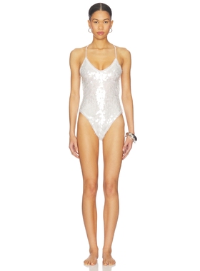 Norma Kamali FARA SLIP 低背一件式泳装 revolve小众新款 白色