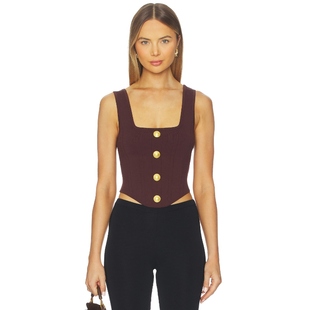 [冬季新品]L'AGENCE SAGA 紧身上装 巧克力色REVOLVE小众