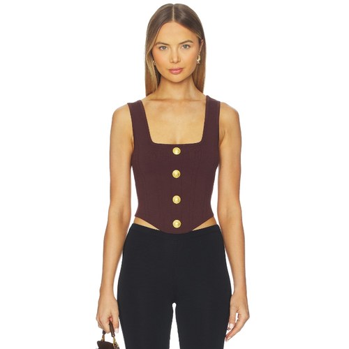 [冬季新品]L'AGENCE SAGA 紧身上装 巧克力色REVOLVE小众