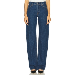 GRLFRND 新品 BECK 美式 REVOLVE 风深蓝色阔腿牛仔裤 冬季