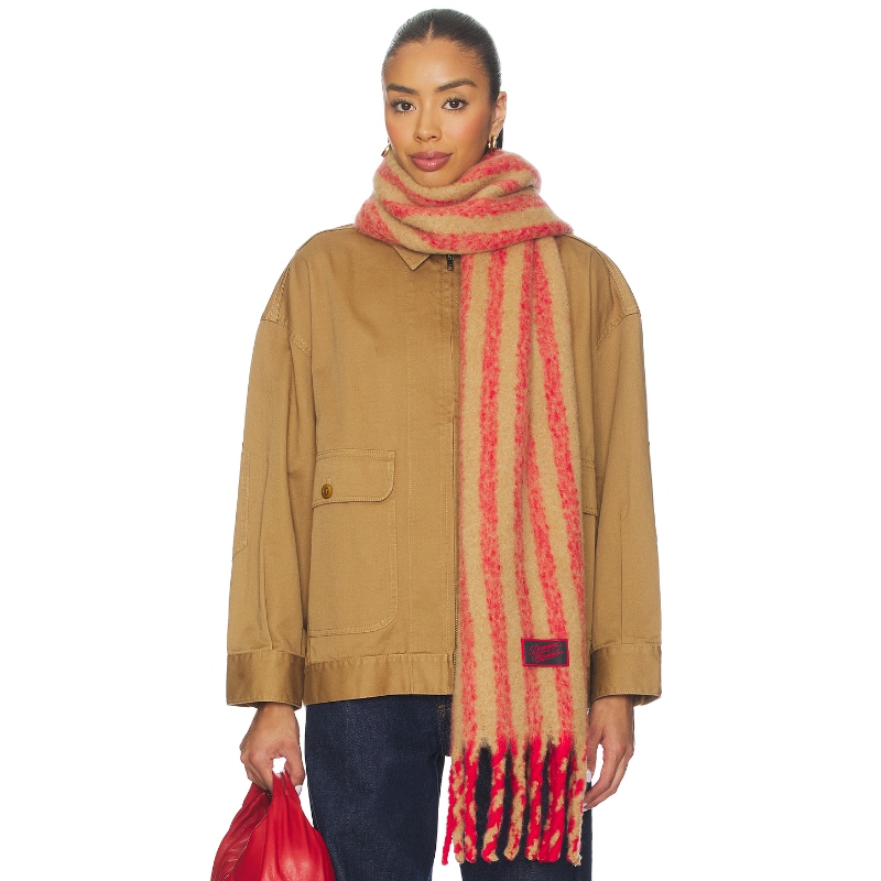 [冬季新品]Damson Madder 橘红拼接条纹围巾设计师品牌REVOLVE