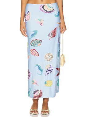 [冬季新品]Oceanus SHELL 半身裙 蓝色REVOLVE小众