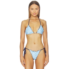 Kulani Kinis Lettuce Edge Bralette Bikini Top 蓝色REVOLVE小