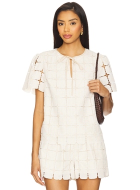 Maude Club 白色镂空刺绣短袖衬衫休闲通勤风上装REVOLVE小众新款