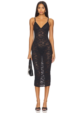 fleur du mal LE STRETCH LACE 吊带裙 黑色REVOLVE新款