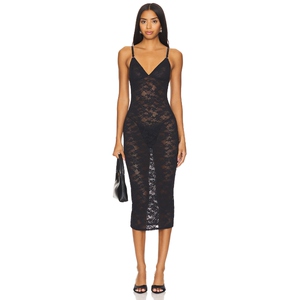fleur du mal LE STRETCH LACE 吊带裙 黑色REVOLVE新款