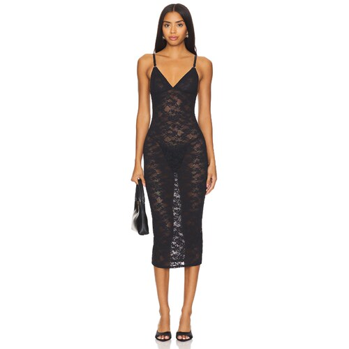 fleur du mal LE STRETCH LACE 吊带裙 黑色REVOLVE新款
