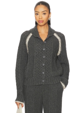 Guest In Residence MARLOWE 绞花开衫 深灰色REVOLVE小冬季保暖