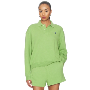 [夏季新品]Polo Ralph Lauren绿色毛衣翻领纽扣休闲上装REVOLVE