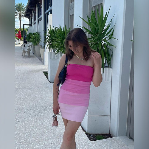 superdown PERLA 渐变迷你连衣裙女夏revolve时尚小众新款