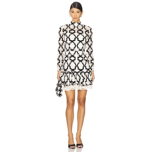 MILLY Willa Velvet Flock Lace Mock 黑色、白色revolve小众新款