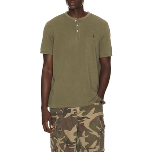 Polo Ralph Lauren早秋新品军绿上装亨利领休闲短袖T恤REVOLVE