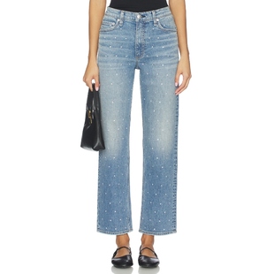 HARLOW 直筒长裤 蓝色 Rag 复古风REVOLVE小众新款 Bone 美式