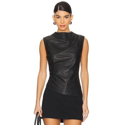 AEXAE Leather Ruched Top 黑色REVOLVE小众新款