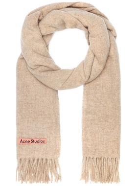 [秋冬新品]Acne Studios 柔软抓绒羊毛围巾棕黄色流苏边REVOLVE