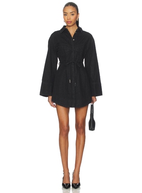 [冬季新品]AMUR Clea Denim Day Dress 深灰色REVOLVE小众