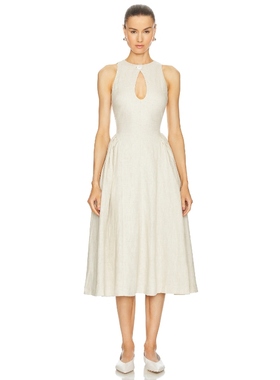 LPA 亚麻无袖连衣裙静奢风修身法式简约镂空长裙REVOLVE小众新款