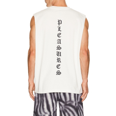 Pleasures米白色上衣字母印花无袖宽松T恤秋冬新品REVOLVE