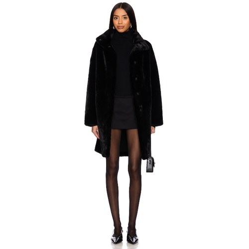 [冬季新品]Apparis环保皮草黑色老钱风中长款保暖外套REVOLVE小众