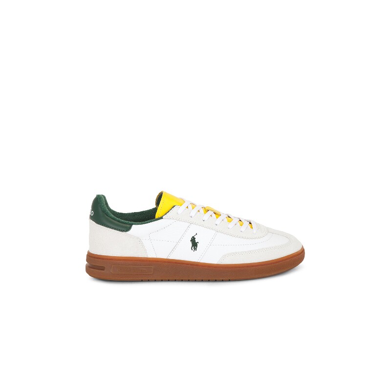 Polo Ralph Lauren白色皮革运动鞋系带运动板鞋秋冬新品REVOLVE