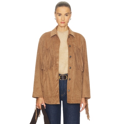 [海外直邮]Free People FRINGE OUT 仿麂皮衬衫式外套 棕黄色 美R