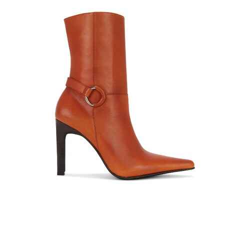 [早秋新品]Jeffrey Campbell 粗跟尖头短靴红棕色西部风REVOLVE