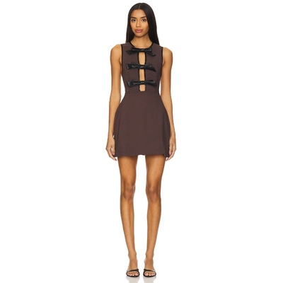 WeWoreWhat PIPED PEPLUM 裙子 棕色REVOLVE小众新款