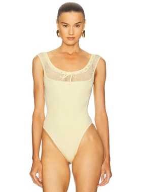 [新品]Helsa 极简针织系带连体裤 淡黄色 静奢老钱风REVOLVE小众