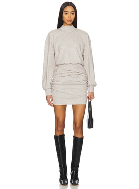 Susana Monaco Fleece Mock Gathered Dress 棕黄色REVOLVE小众新