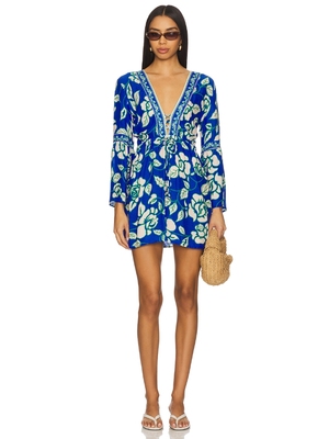 Maaji COBALT FLORA AGNES 迷你裙 revolve小众新款 蓝色