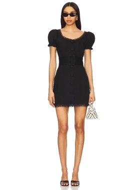 For Love & Lemons 爱柠檬 SHAWNA 羊毛连衣裙女 黑色REVOLVE新款