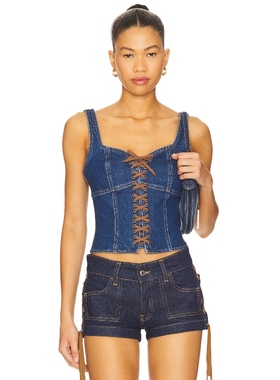 L'AGENCE Nayeli Corset Tank Top 蓝色REVOLVE小众新