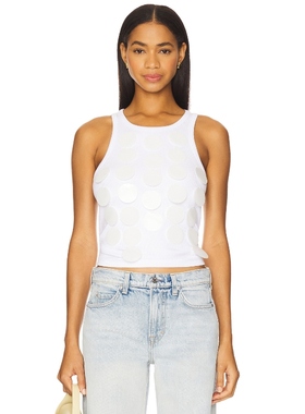 MSGM Paillette Tank Top 白色 y2k辣妹风REVOLVE小众新款