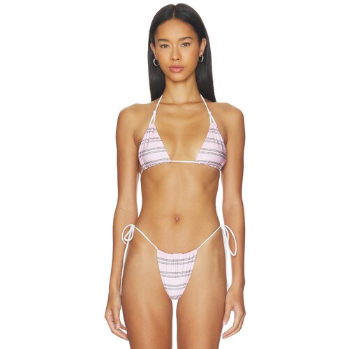 Frankies Bikinis辣妹浅粉挂脖三角杯比基尼内衣海边度假REVOLVE