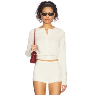 [冬季新品]With Jean 针织衫奶油色简约长袖上衣羊毛衫季保暖