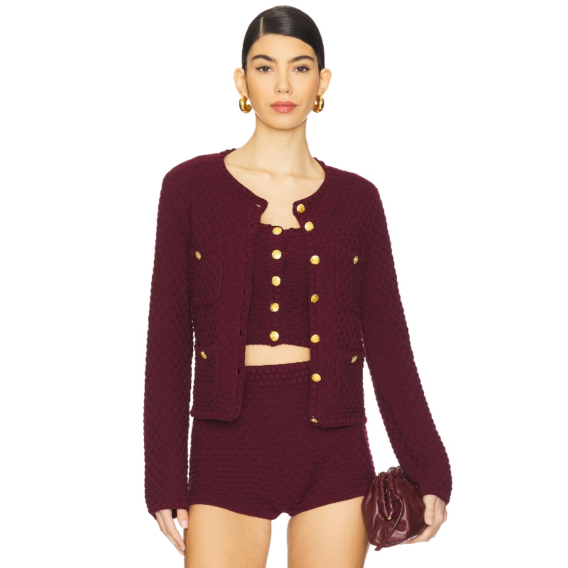 MAJORELLE EVALINE 开衫 酒红色REVOLVE小众