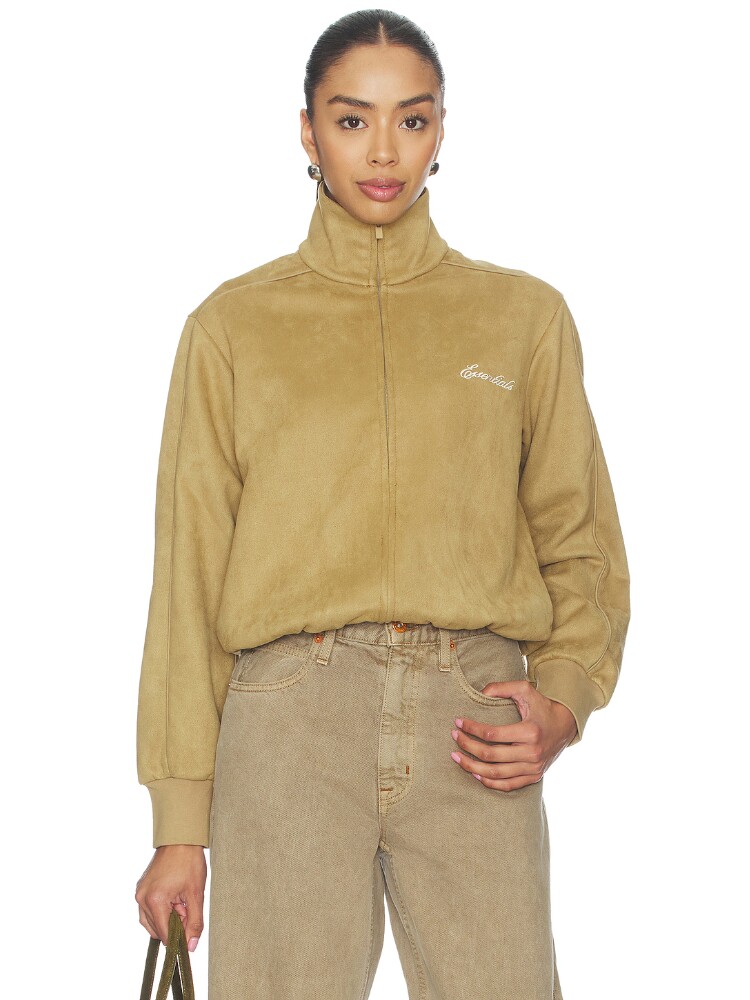 Fear of God ESSENTIALS 美式复古麂皮棕黄色立领拉链外套REVOLVE