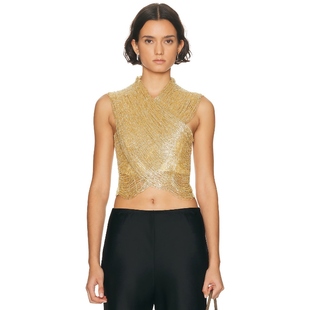 Gaia 性感REVOLVE小众新款 Haisley 金属金色 Top Cult