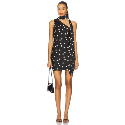 [秋冬新品]Line & Dot Gloss Scarf Mini Dress 黑色REVOLVE小众