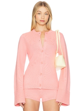 [冬季新品]SER.O.YA 针织开衫粉色圆领简约休闲上衣REVOLVE小众