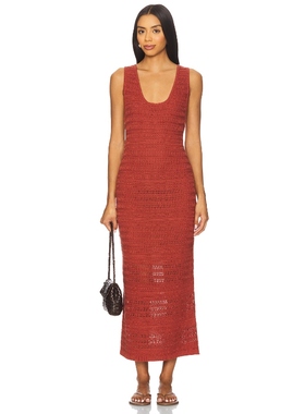 [冬季新品]Nation Los Angeles 针织连衣裙保暖砖红色REVOLVE