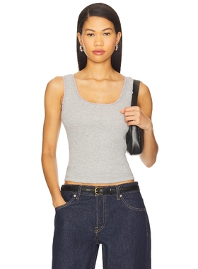 DONNI. Vintage Rib Lace Tank Top 淡灰色 y2k辣妹风REVOLVE小众