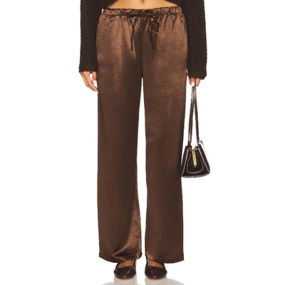 4th & Reckless SHELBY 缎面裤 巧克力色 美式休闲风REVOLVE小众