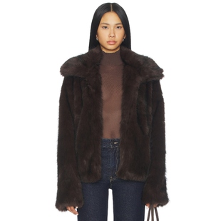 FUR 夹克 巧克力色 SNDYS 休闲风REVOLVE小众新款 FAUX 美式 LEILA
